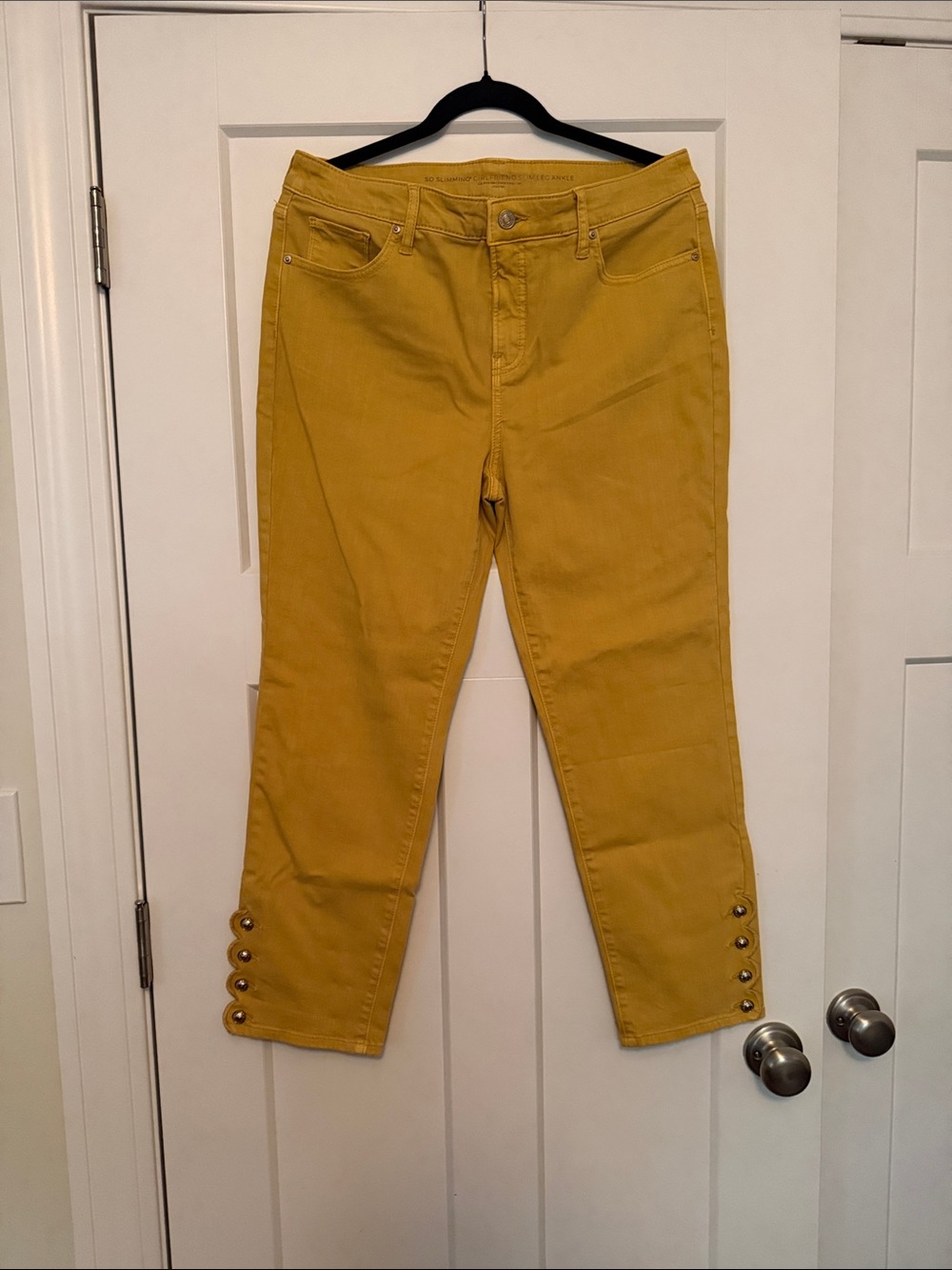 Chico’s Women’s Dark Yellow Button-Hem Jeans